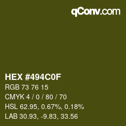 Color code: HEX #494C0F | qconv.com