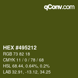 Farbcode: HEX #495212 | qconv.com