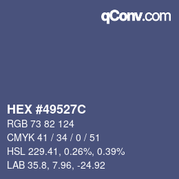 Color code: HEX #49527C | qconv.com