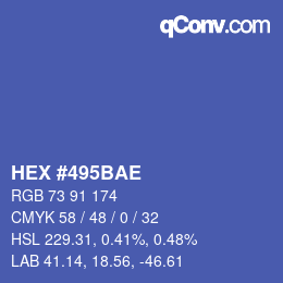 Color code: HEX #495BAE | qconv.com