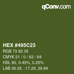 Color code: HEX #495C23 | qconv.com