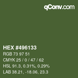 Color code: HEX #496133 | qconv.com