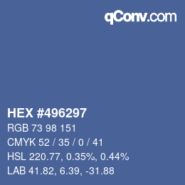 Farbcode: HEX #496297 | qconv.com