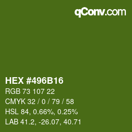 颜色代码: HEX #496B16 | qconv.com