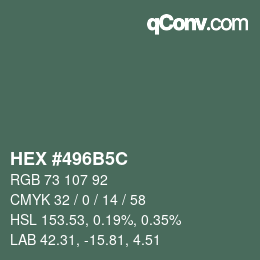 Color code: HEX #496B5C | qconv.com