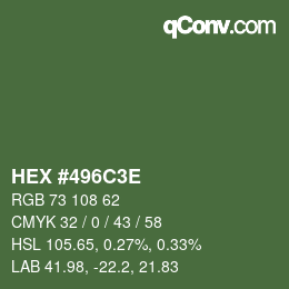 Color code: HEX #496C3E | qconv.com