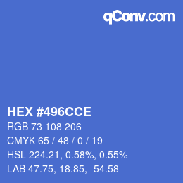 Color code: HEX #496CCE | qconv.com