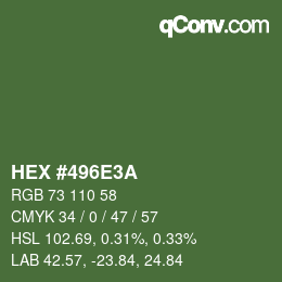 Farbcode: HEX #496E3A | qconv.com