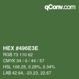 Farbcode: HEX #496E3E | qconv.com