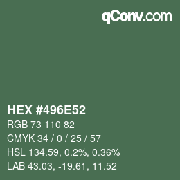 Código de color: HEX #496E52 | qconv.com