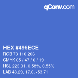 Farbcode: HEX #496ECE | qconv.com