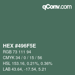Color code: HEX #496F5E | qconv.com