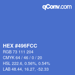 颜色代码: HEX #496FCC | qconv.com