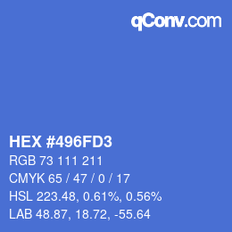 カラーコード: HEX #496FD3 | qconv.com