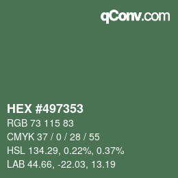 Color code: HEX #497353 | qconv.com