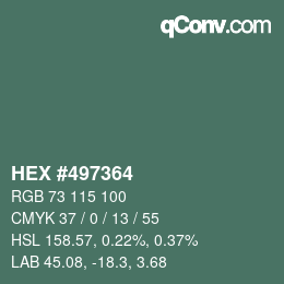 Farbcode: HEX #497364 | qconv.com
