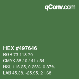 Color code: HEX #497646 | qconv.com