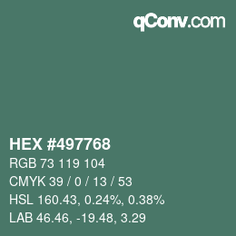 Farbcode: HEX #497768 | qconv.com
