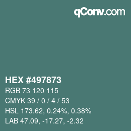 Color code: HEX #497873 | qconv.com