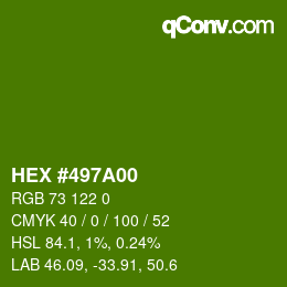 Color code: HEX #497A00 | qconv.com