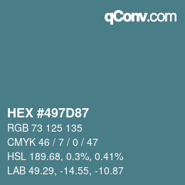 カラーコード: HEX #497D87 | qconv.com
