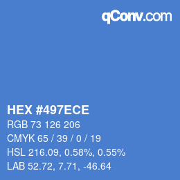 Color code: HEX #497ECE | qconv.com