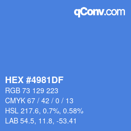 Color code: HEX #4981DF | qconv.com