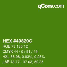 Color code: HEX #49820C | qconv.com