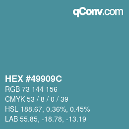Color code: HEX #49909C | qconv.com