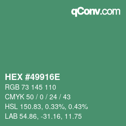 Color code: HEX #49916E | qconv.com
