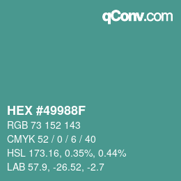 Color code: HEX #49988F | qconv.com