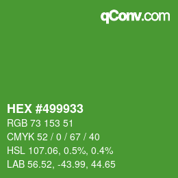 カラーコード: HEX #499933 | qconv.com