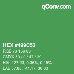 Color code: HEX #499C53 | qconv.com