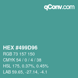 颜色代码: HEX #499D96 | qconv.com