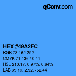 カラーコード: HEX #49A2FC | qconv.com
