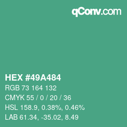 カラーコード: HEX #49A484 | qconv.com
