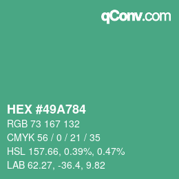 Color code: HEX #49A784 | qconv.com