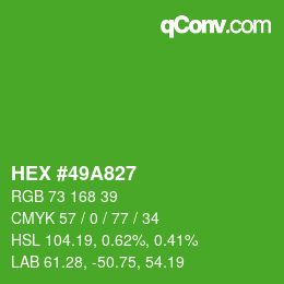 Color code: HEX #49A827 | qconv.com