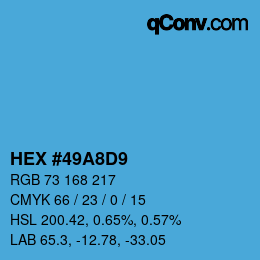 Color code: HEX #49A8D9 | qconv.com