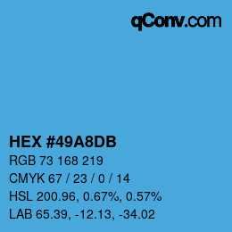 Color code: HEX #49A8DB | qconv.com