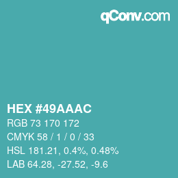 Color code: HEX #49AAAC | qconv.com