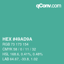 Farbcode: HEX #49AD9A | qconv.com
