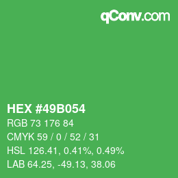 カラーコード: HEX #49B054 | qconv.com