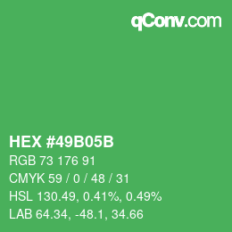 Color code: HEX #49B05B | qconv.com