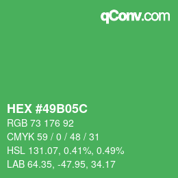 Color code: HEX #49B05C | qconv.com