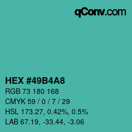 Color code: HEX #49B4A8 | qconv.com