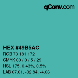 Color code: HEX #49B5AC | qconv.com