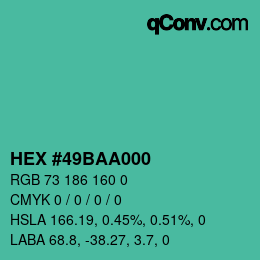 Color code: HEX #49BAA000 | qconv.com