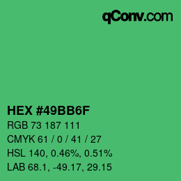 Color code: HEX #49BB6F | qconv.com