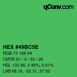 Farbcode: HEX #49BC5E | qconv.com